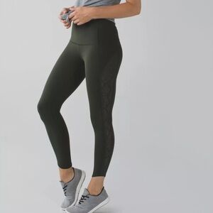 Lululemon Beyond Boundaries Tight Leggings Womens 4 Khaki Green High Rise Logo